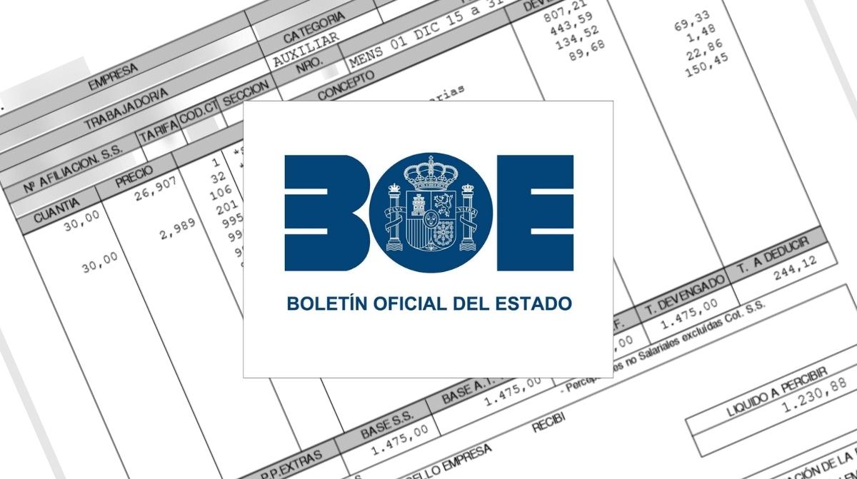 BOE y nómina de trabajador por cambios en cotización que obligan a rehacer nóminas en 2026