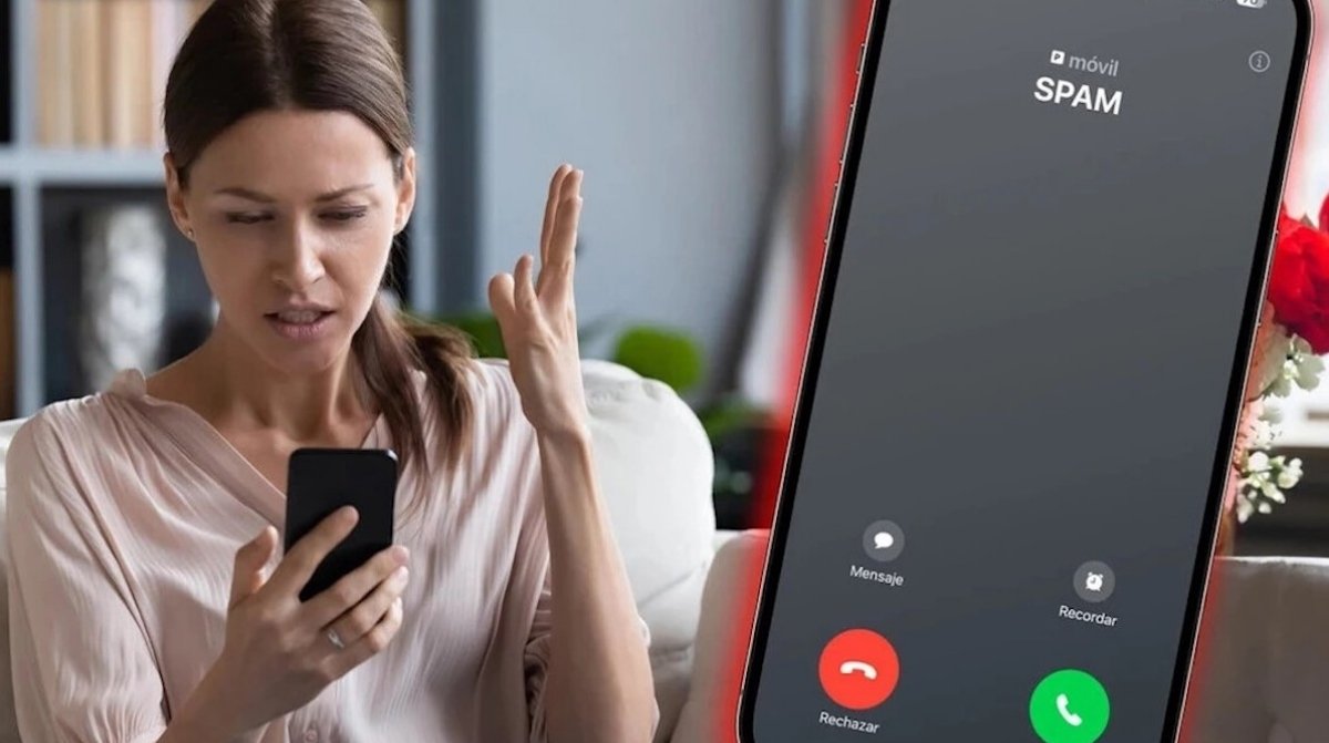 mujer recibiendo llamada spam en el móvil prefijo 400 llamadas comerciales España