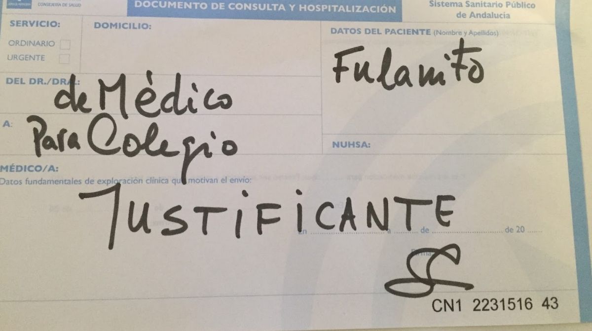 Justificante médico falso utilizado por una trabajadora despedida por abuso de confianza en una clínica dental