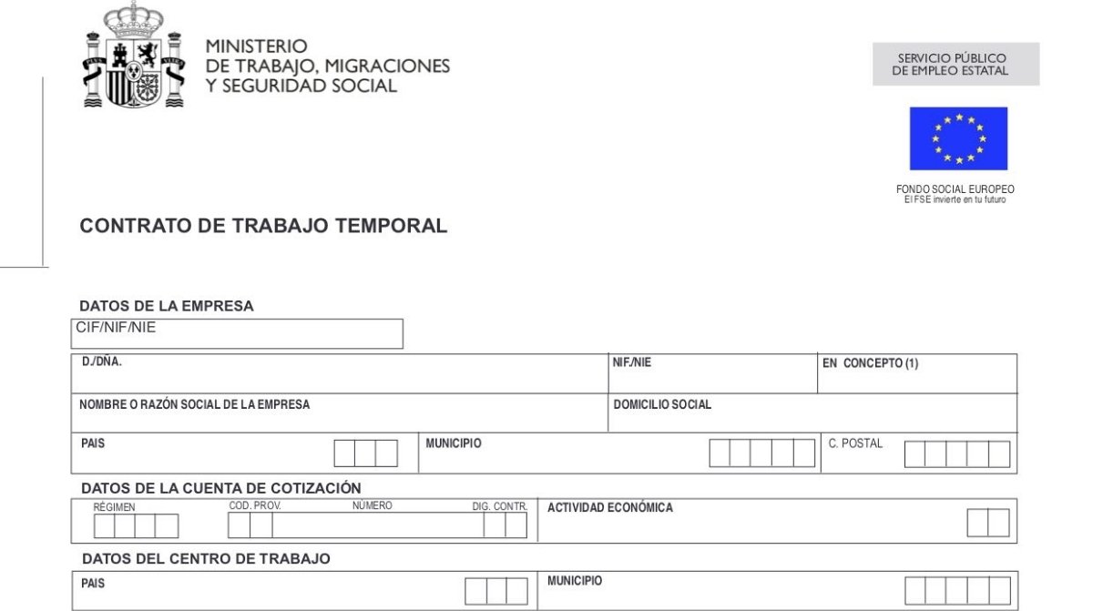 Infoemplea2 39 Contrato de trabajo temporal del SEPE para descargar una copia online desde casa