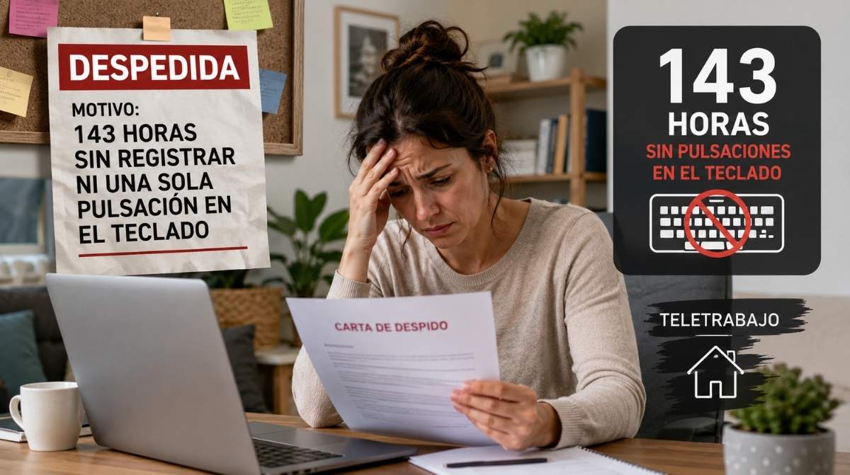 Trabajadora despedida tras registrar 143 horas sin pulsaciones en el teclado mientras teletrabajaba desde casa