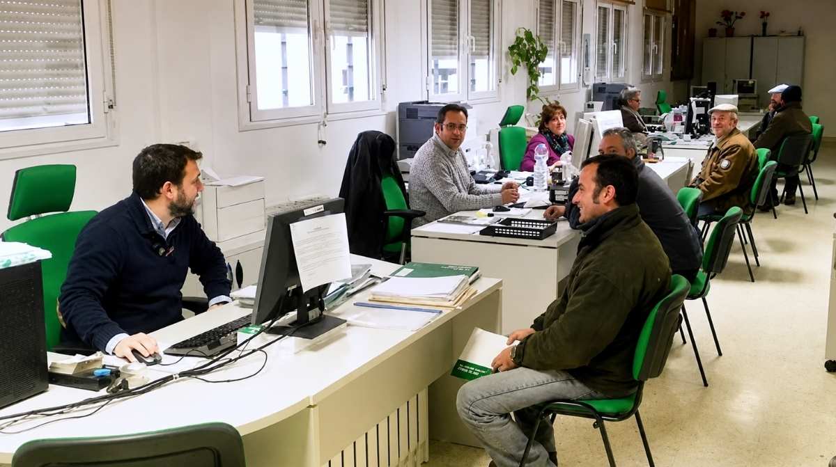 Funcionarios de la Junta de Andalucía en una oficina tras la subida de sueldo en la nómina de julio con el complemento de carrera horizontal