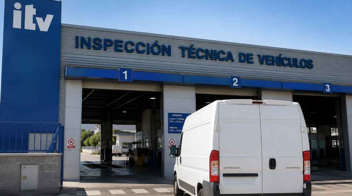 Furgoneta en una estación de ITV por las nuevas revisiones para las camper con código 24