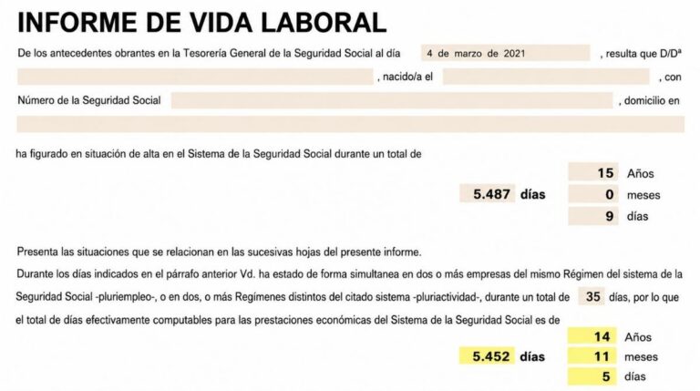 Informe de vida laboral con menos días cotizados que los días trabajados reflejados por la Seguridad Social