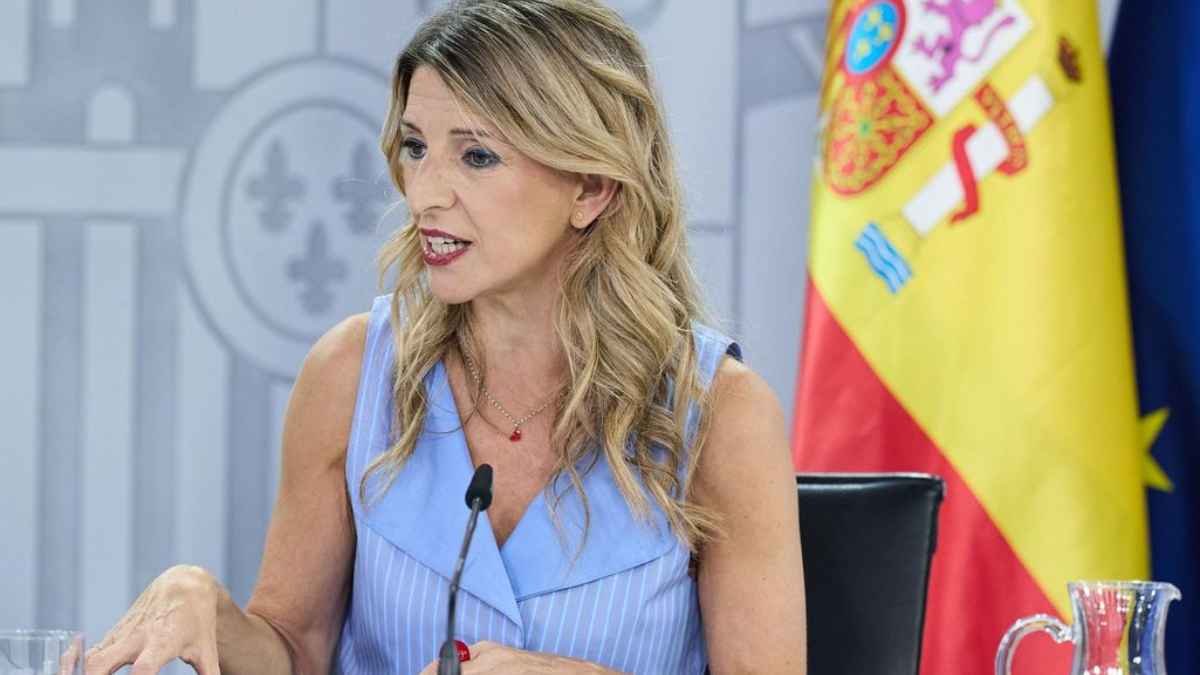 La ministra de Trabajo durante una comparecencia sobre la normativa del teletrabajo y las obligaciones de las empresas