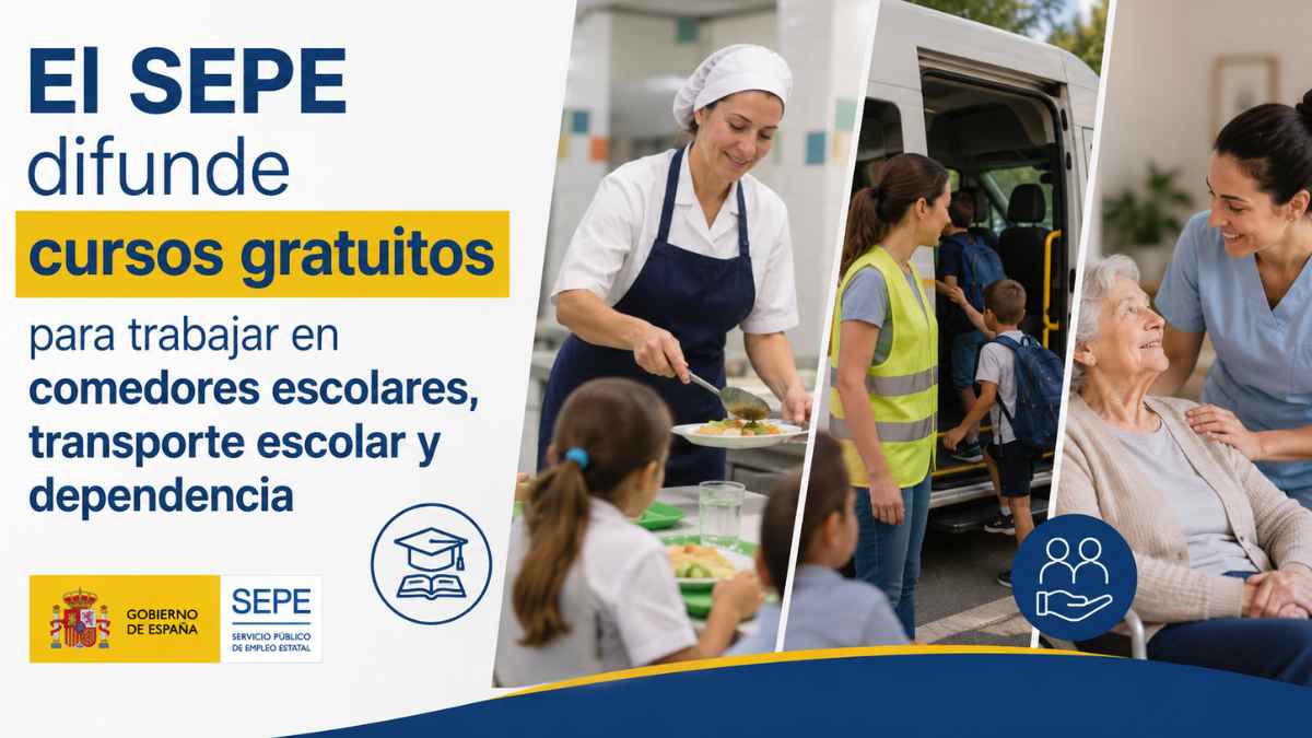El SEPE lanza cursos gratuitos para trabajar en dependencia, comedor escolar, aula matinal y transporte escolar