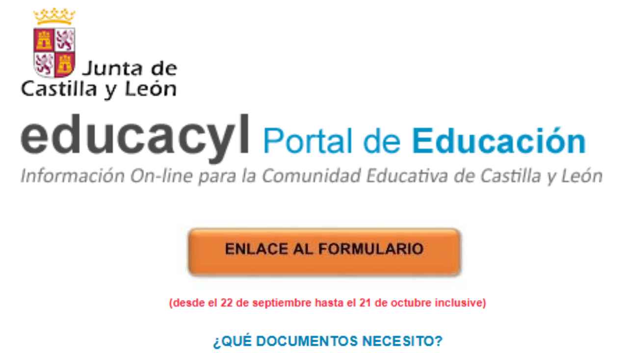 Formulario de inscripción para la ayuda a la matrícula en Castilla y León