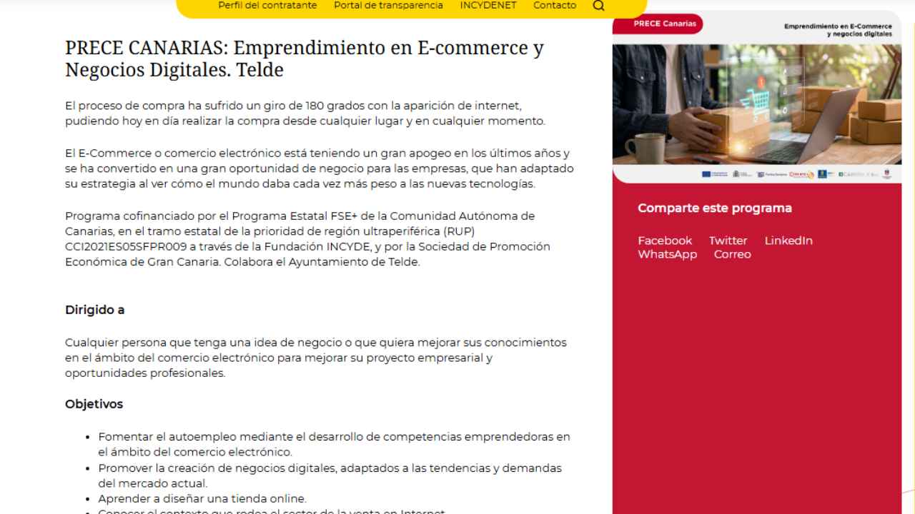 Con este curso gratis en Telde puedes aprender a crear una tienda online y mejorar un negocio digital