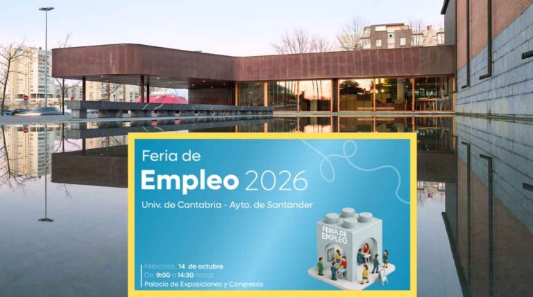 Palacio de Exposiciones de Santander con el cartel de la Feria de Empleo 2026 del 14 de octubre.