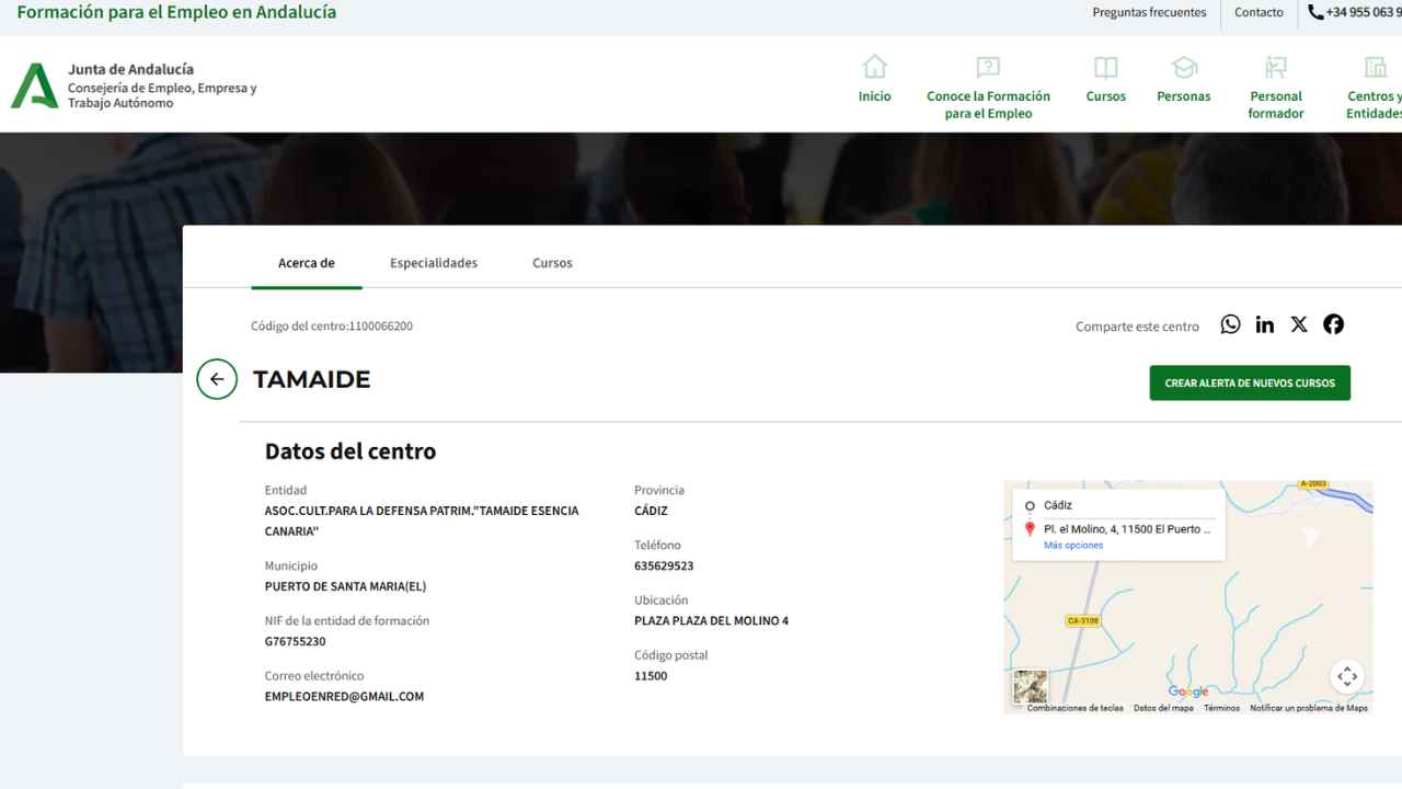 Buscan alumnos para cinco cursos gratuitos en El Puerto de Santa María (Cádiz) con 75 plazas y formación de hasta 125 horas